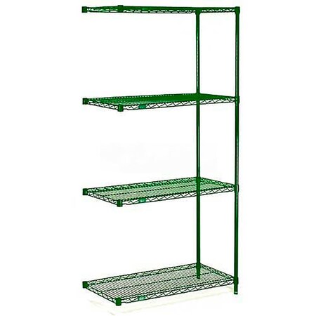 Poly-Green, 4 Tier, Wire Shelving Add-On Unit, 36W X 14D X 74H